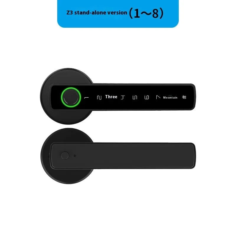 Black smart door lock with spherical handle for indoor wooden doors featuring fingerprint and password entry