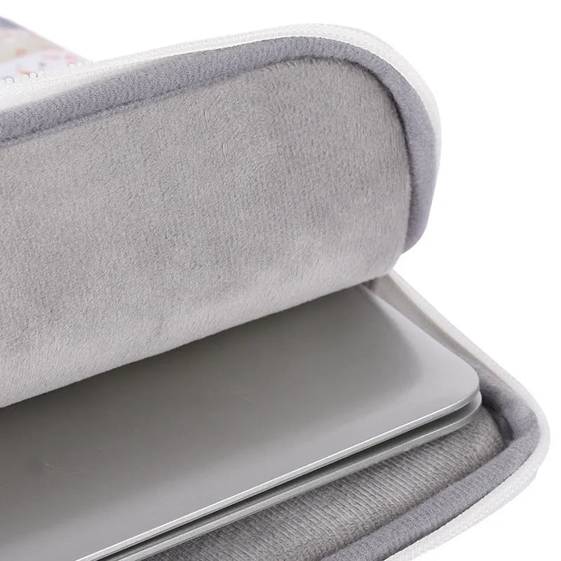 White PU leather 14 inch waterproof laptop inner bag with anti-seismic protection