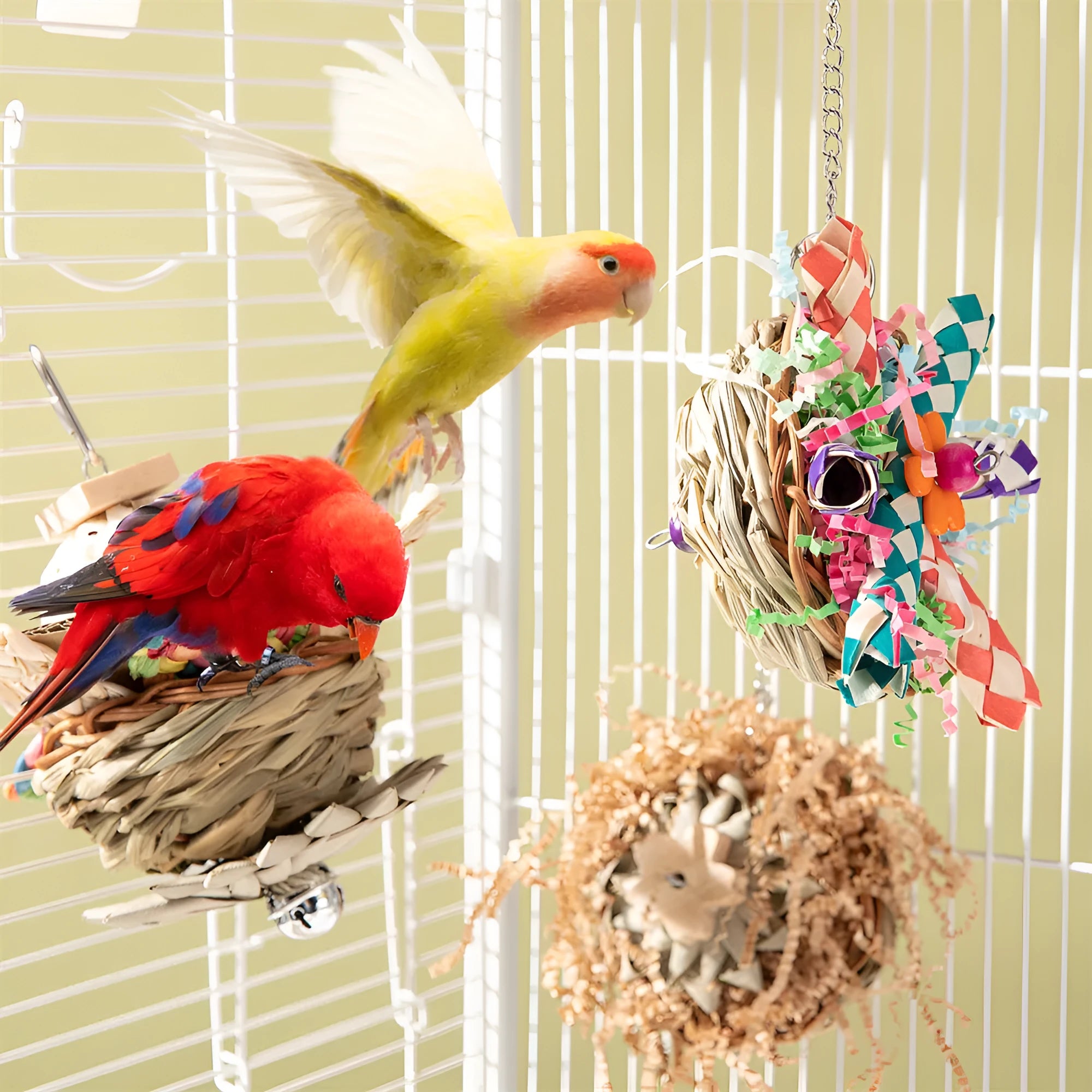 Parrot gnawing toy for beak exercise with weight option specifications