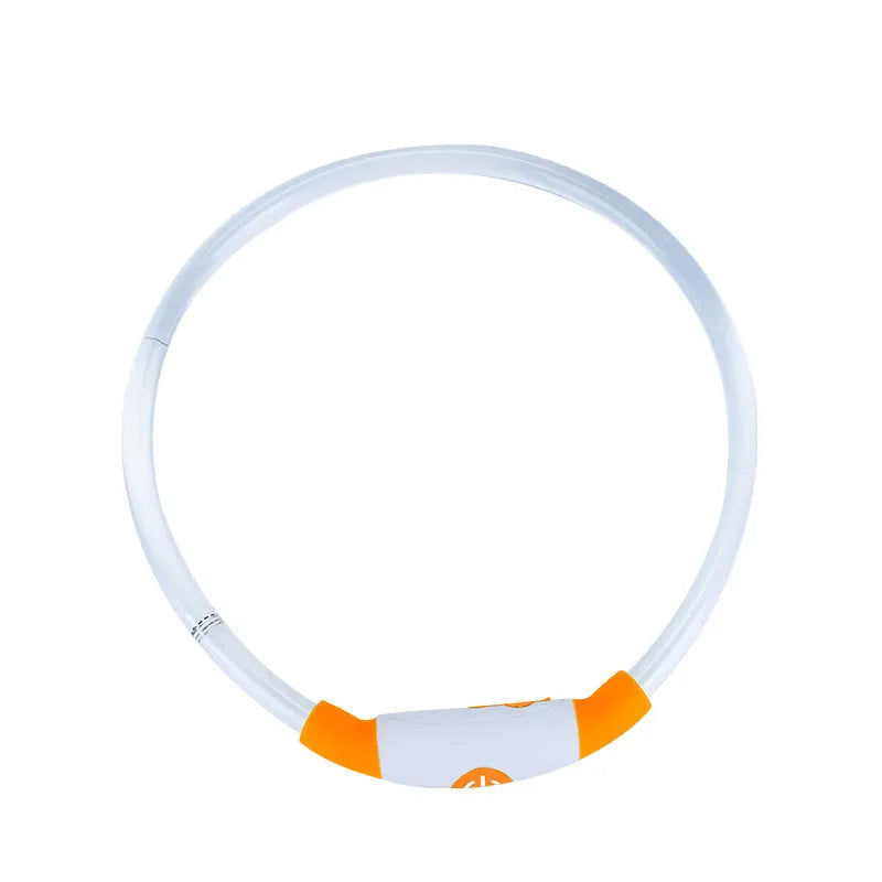 USB rechargeable LED dog collar glowing in dark with adjustable 70cm length