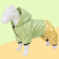 Green waterproof windproof cotton dog coat on four-legged pet