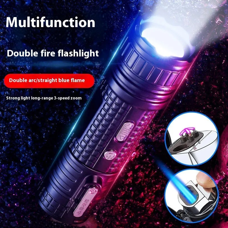 TH727 multifunction waterproof metal flashlight lighter in five colour options