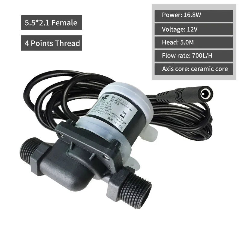 Jiatong JT-750 DC water pump for solar heating systems with threaded connections