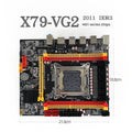 X79-VG2 desktop motherboard showing LGA 2011 socket, DDR3 slots, and expansion interfaces