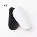 PU mini shin guards for football and sports in black, white, red, and blue colours.