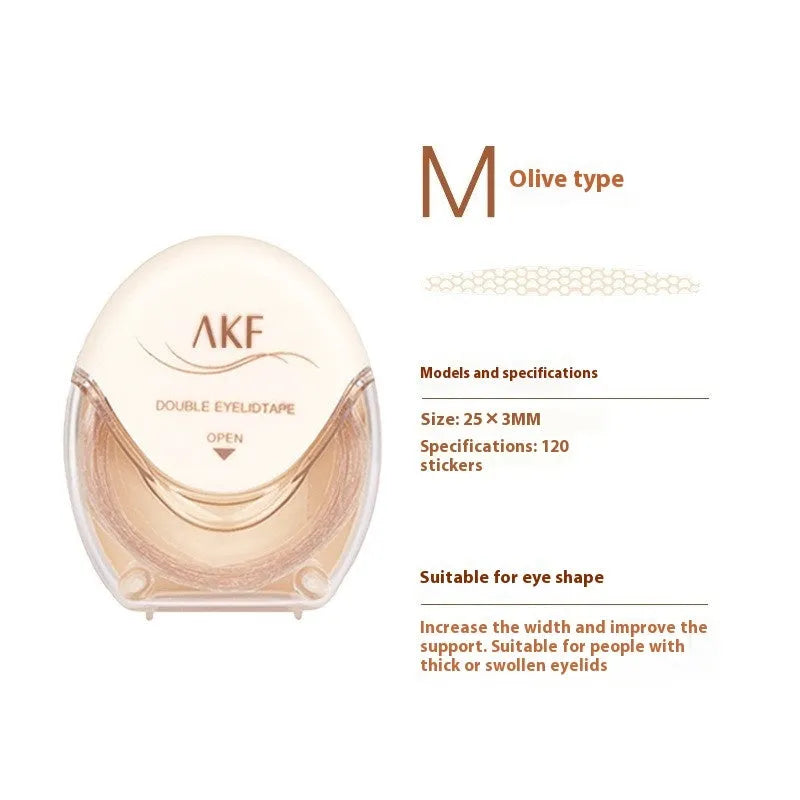 Roll of transparent lace-patterned double eyelid stickers for creating a natural eyelid crease.