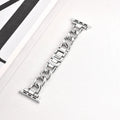 Denim chain link metal Apple Watch replacement strap in silver, black, gold, rose gold, and Starlight colours.