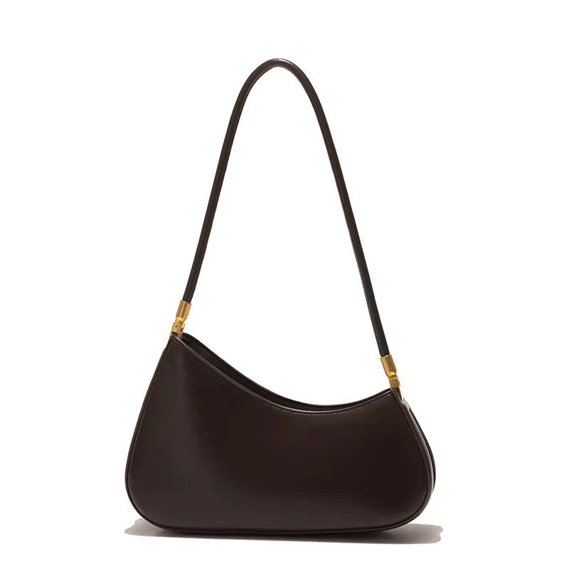 Retro oval women's underarm bag in PU material with sandwich pocket and single shoulder strap