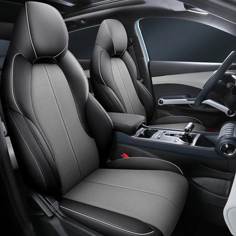 Yuan PLUS car seat cushion cover showing back pack options in Adventure Green colour