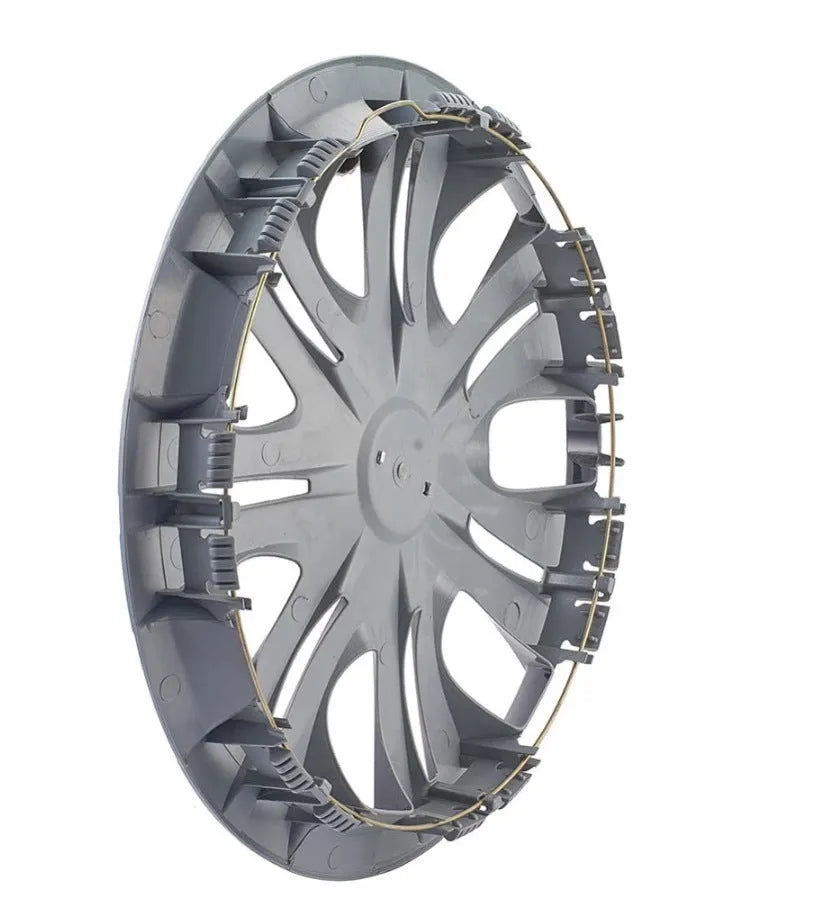 Universal ABS plastic wheel hub cover in monochrome electroplating finish shown from the front.