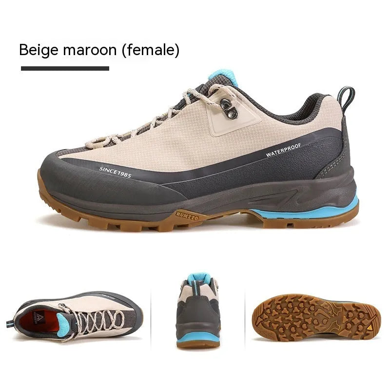 Men's low-top mountain climbing shoes with leather mesh uppers and non-slip rubber outsoles