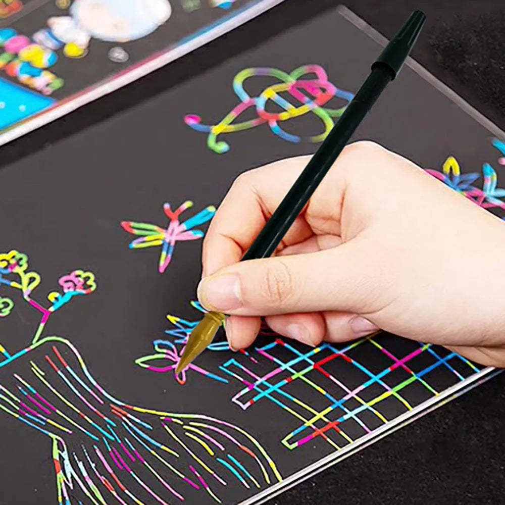 PS plastic scratch art pen for children's drawing tools with ergonomic design
