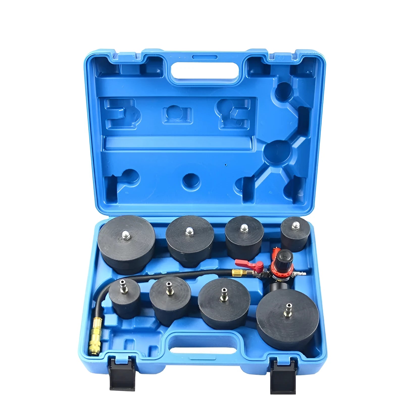 Nine-piece set turbo test instrument in alloy steel with blow box case for automotive turbocharger leak detection