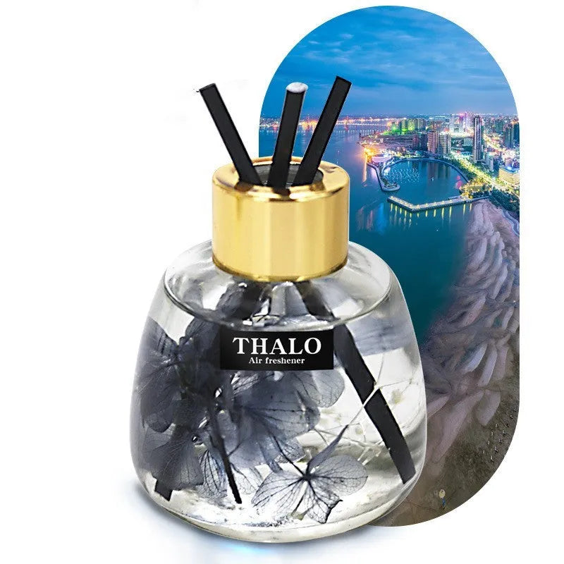Glass car aromatherapy ornament in bottle shape for loose incense with six fragrance colour options