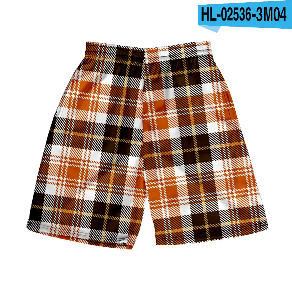 Men's plaid shorts with elastic waistband and straight leg design in multiple colour options