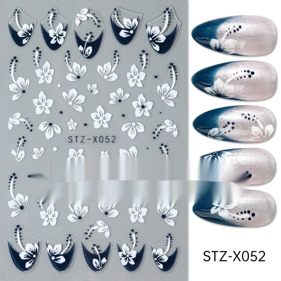 Black and silver strip cartoon nail art stickers on plastic patch