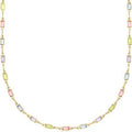 Ladies geometric crystal necklace with alloy chain and random colour glass detailing