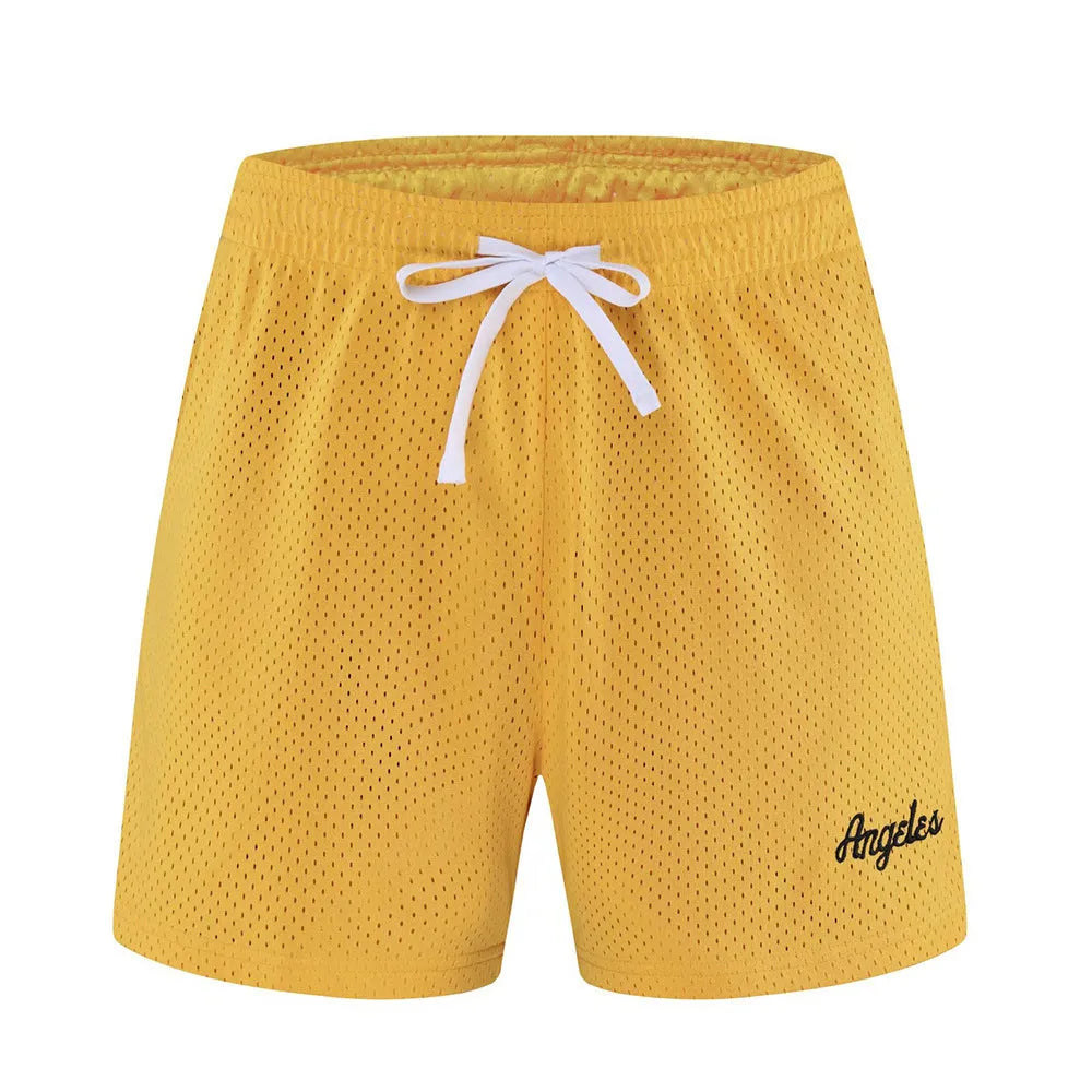 Men's double-layer mesh shorts in various colours showing sports leisure styling