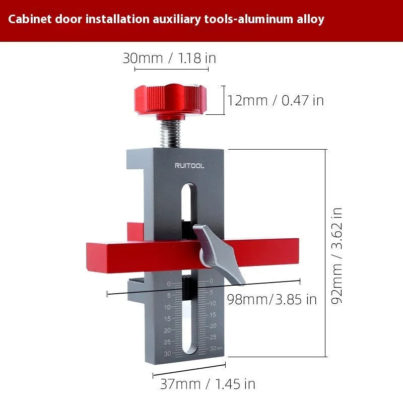 Aluminium alloy cabinet door installation aid tool for woodworking projects with 10mm diamond hole fittings