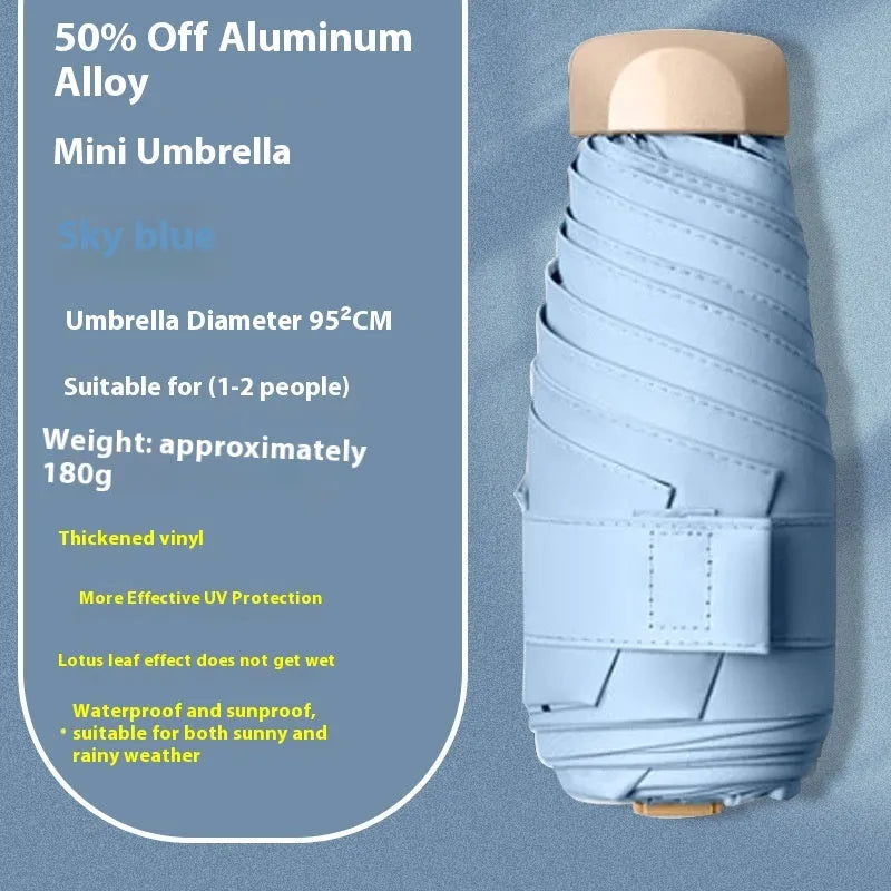 Compact five-fold umbrella with gradient vinyl canopy and alloy frame in various colours.