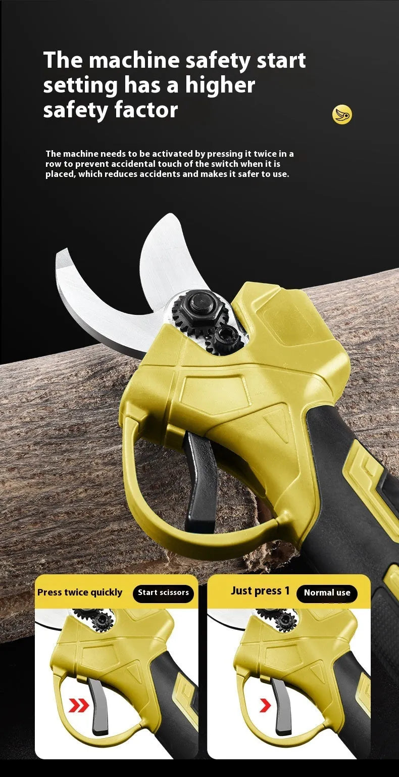 Wireless electric pruning knife with lithium battery and plastic storage box for garden branch cutting