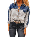 Women's loose-fit denim coat with multi-buckle front closure in cotton fabric