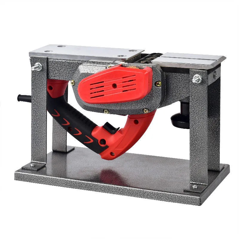 Red aluminium shell electric wood planer tool showing 82mm planing width
