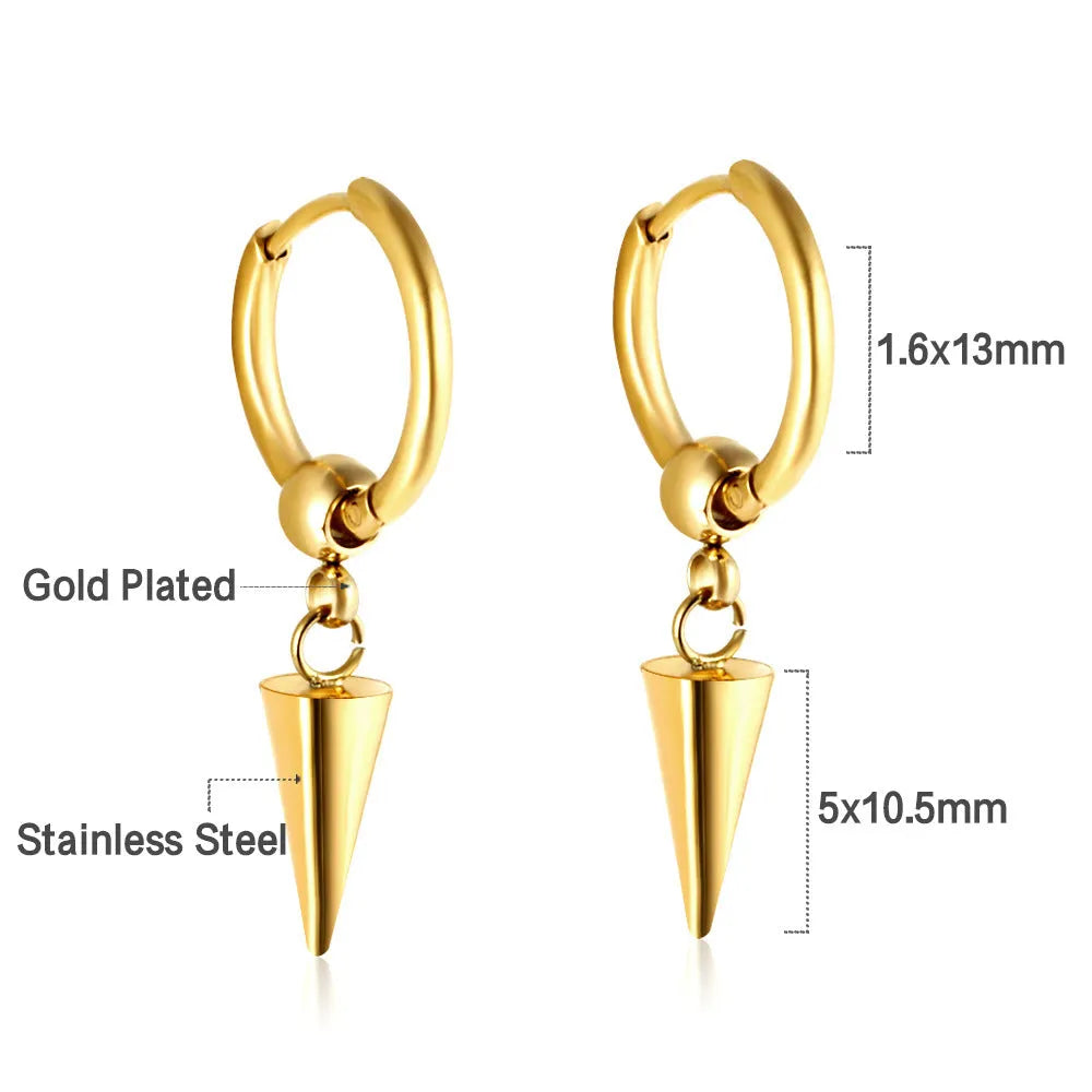 Electroplated 18K gold stainless steel earrings with heart star and geometric shapes