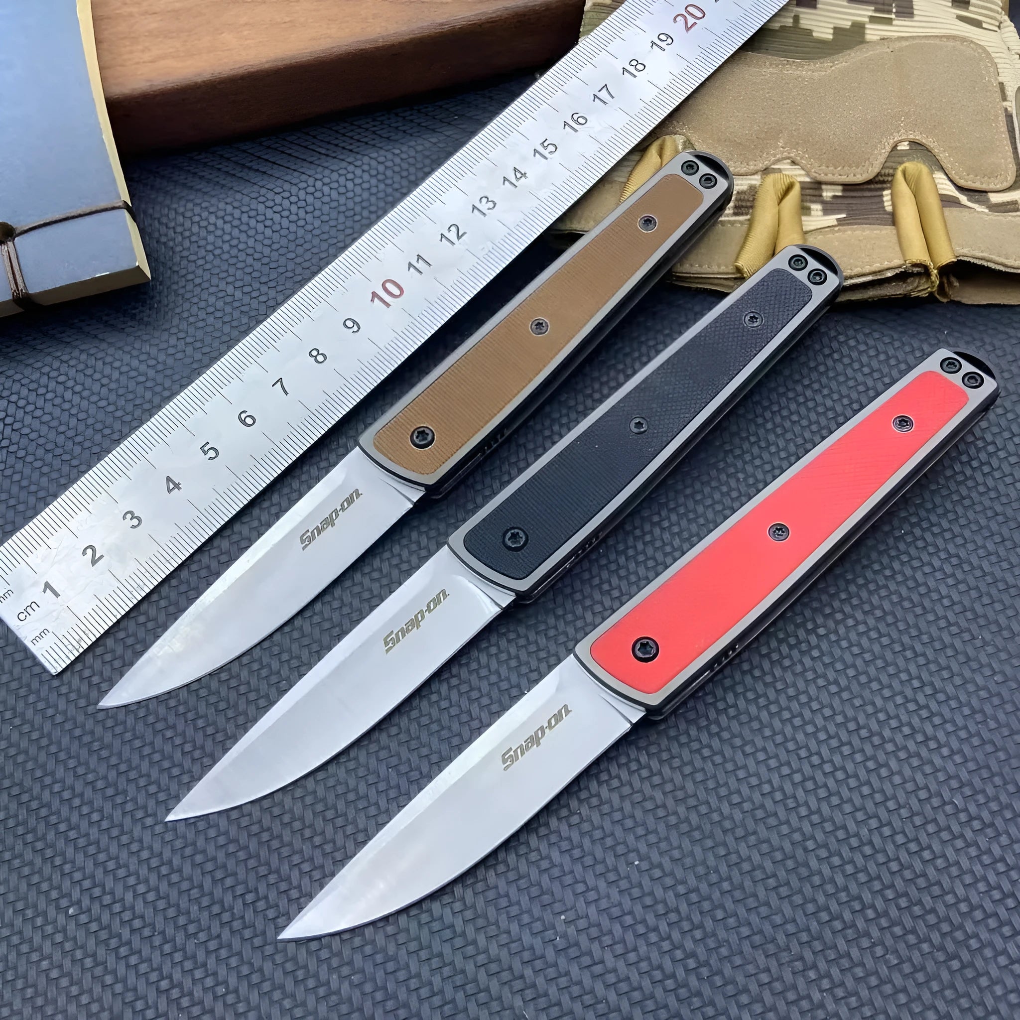 CRKT 7190 folding fruit knife in black with measurements showing 17cm total length