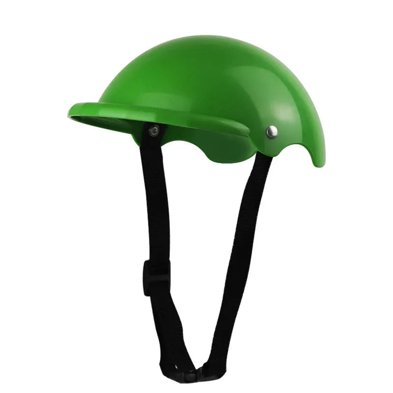 Small S size plastic pet motorcycle helmet in pink, black, yellow, or green for dog safety.