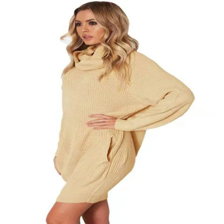 Women's mid-length loose lapel sweater in imitation cashmere fabric with side pockets