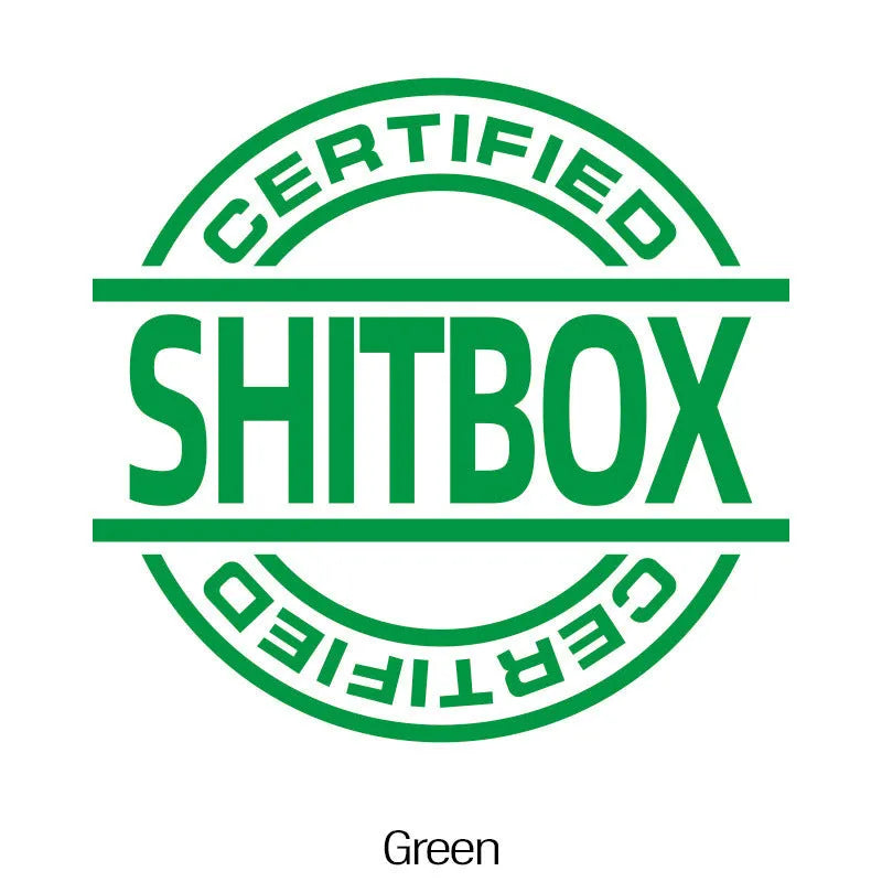Creative vinyl car body sticker in multiple colours showing 13cm by 12cm dimensions.