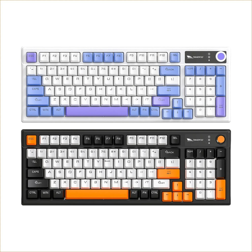 SK15 wired mechanical keyboard for laptops in autumn water blue, black or sunset orange colours