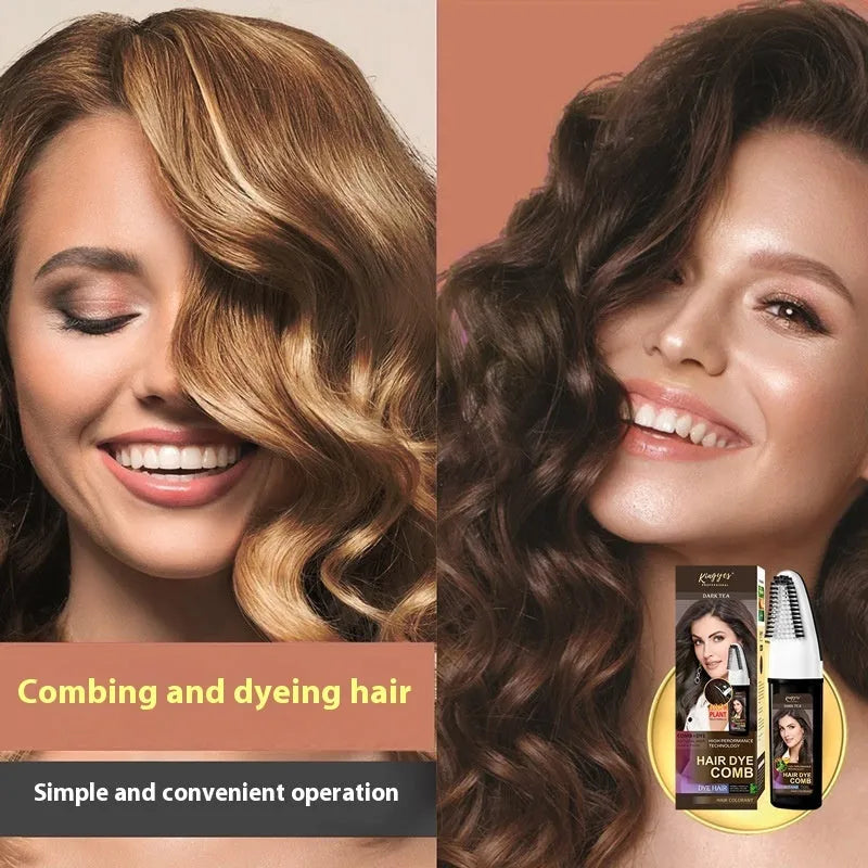 Permanent hair dye kit 200ML tube with applicator comb in Brown, Wine Red, or Dark Brown shades.