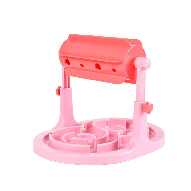 Blue adjustable height interactive dog and cat puzzle feeder slow food bowl toy