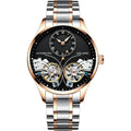 Titanium automatic watch with tourbillon and moon phase display on wrist