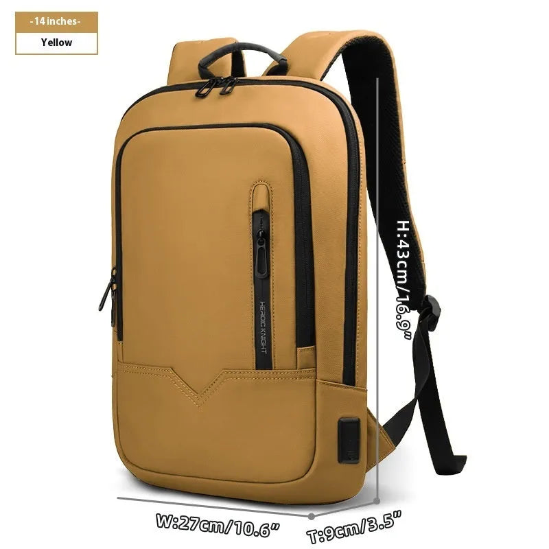 Lightweight polyester commuter backpack with USB port in olive green colour