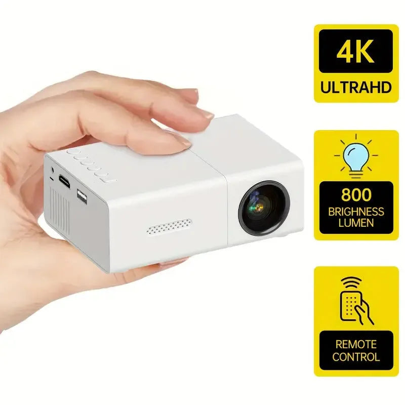 M100 mini projector in black or white with remote control and cables