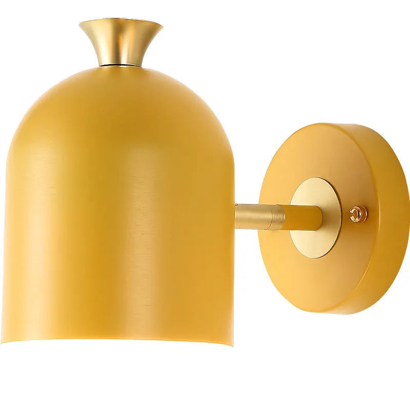 Single-head aluminium wall lamp in a choice of yellow, green, blue, or pink colours