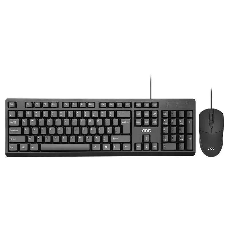 Black wired USB keyboard and mouse set KM160 with 1.5m cable and photoelectric 1000dpi mouse
