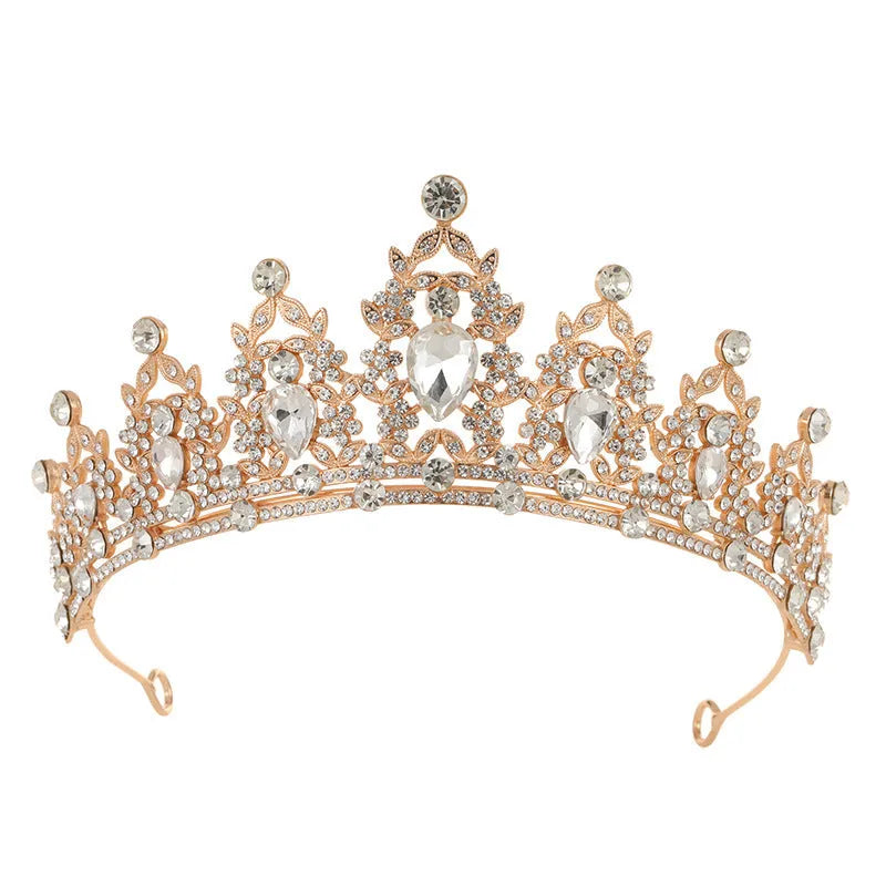 Baroque bride crown headdress with diamond treatment in silver and gold colour options