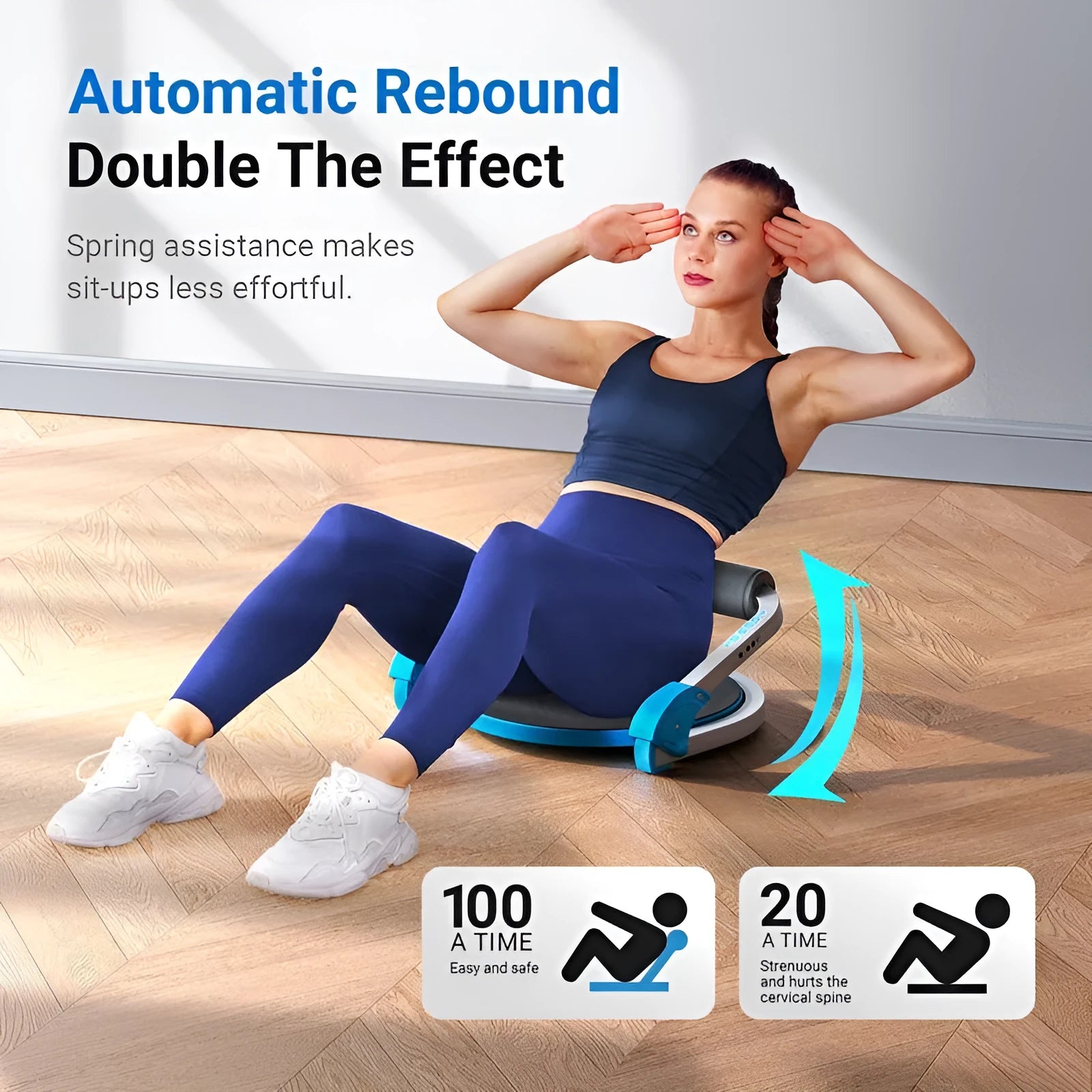Compact red or sky blue abdominal fitness device for core training and body shaping