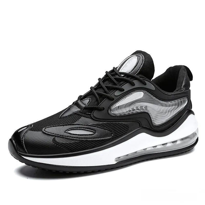 Men's Space Black summer casual shoes with air cushion and rubber sole