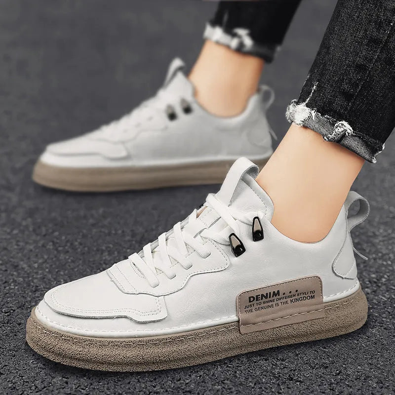 Men's casual board shoes black microfiber upper low top rubber sole flat heel sneakers