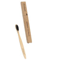 Natural pure bamboo toothbrush with charcoal-infused soft bristles in black, 19.5cm size