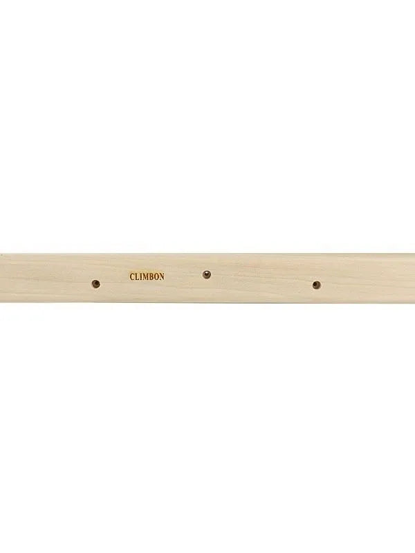 Three wooden hangboards for grip strength training in different lengths mounted for exercise