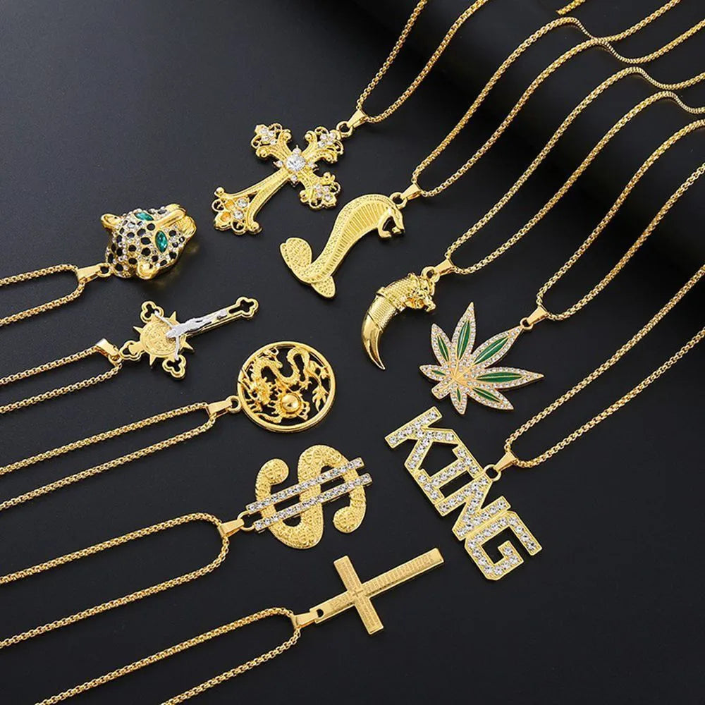 Geometric gold necklace with inlaid zircon stones showing diamond-cut treatment