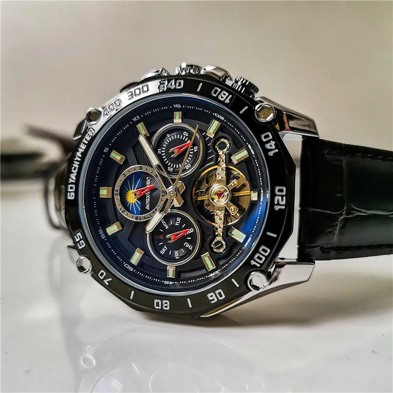 Men's automatic mechanical watch with 12mm thickness case in multiple colour combinations