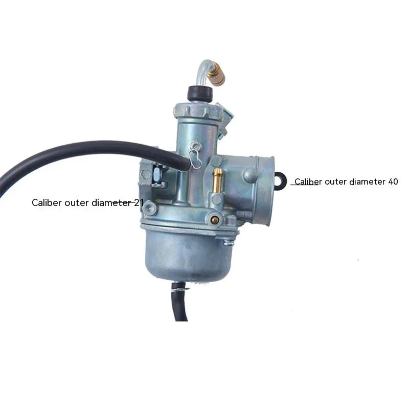 Ba Jia PE26 flat suction plunger motorcycle carburetor assembly isolated on white background.
