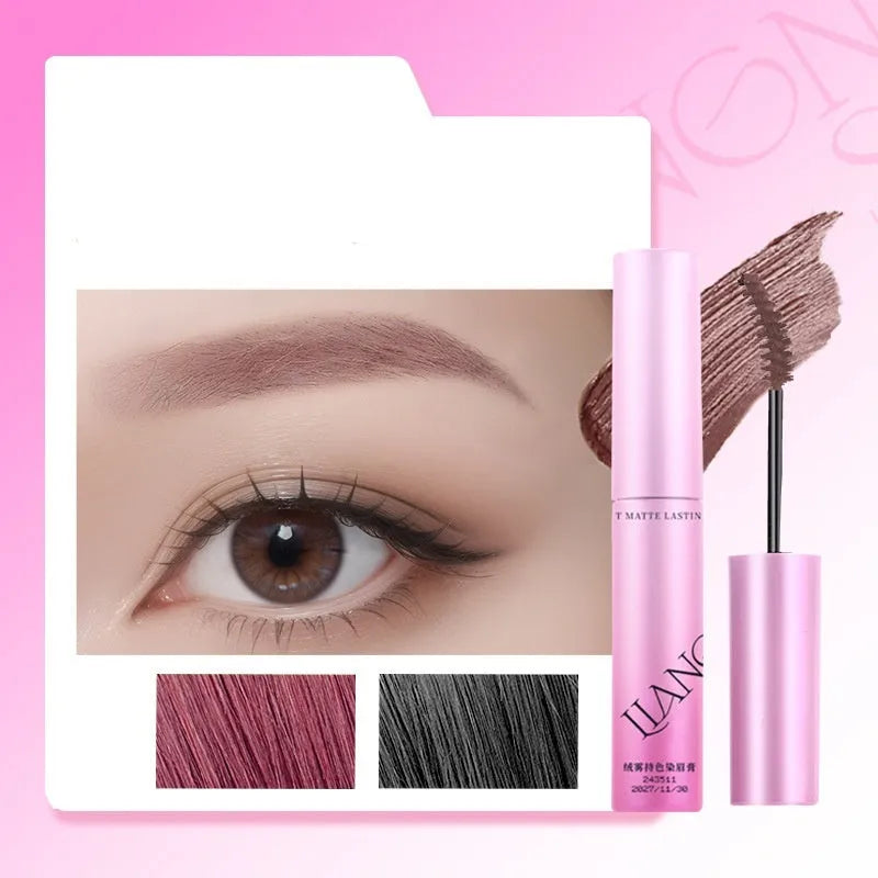 Velvet Fog eyebrow cream in packaging showing four colour options: coconut palm milk coffee, raw latte, coffee pink latte, and raw latte
